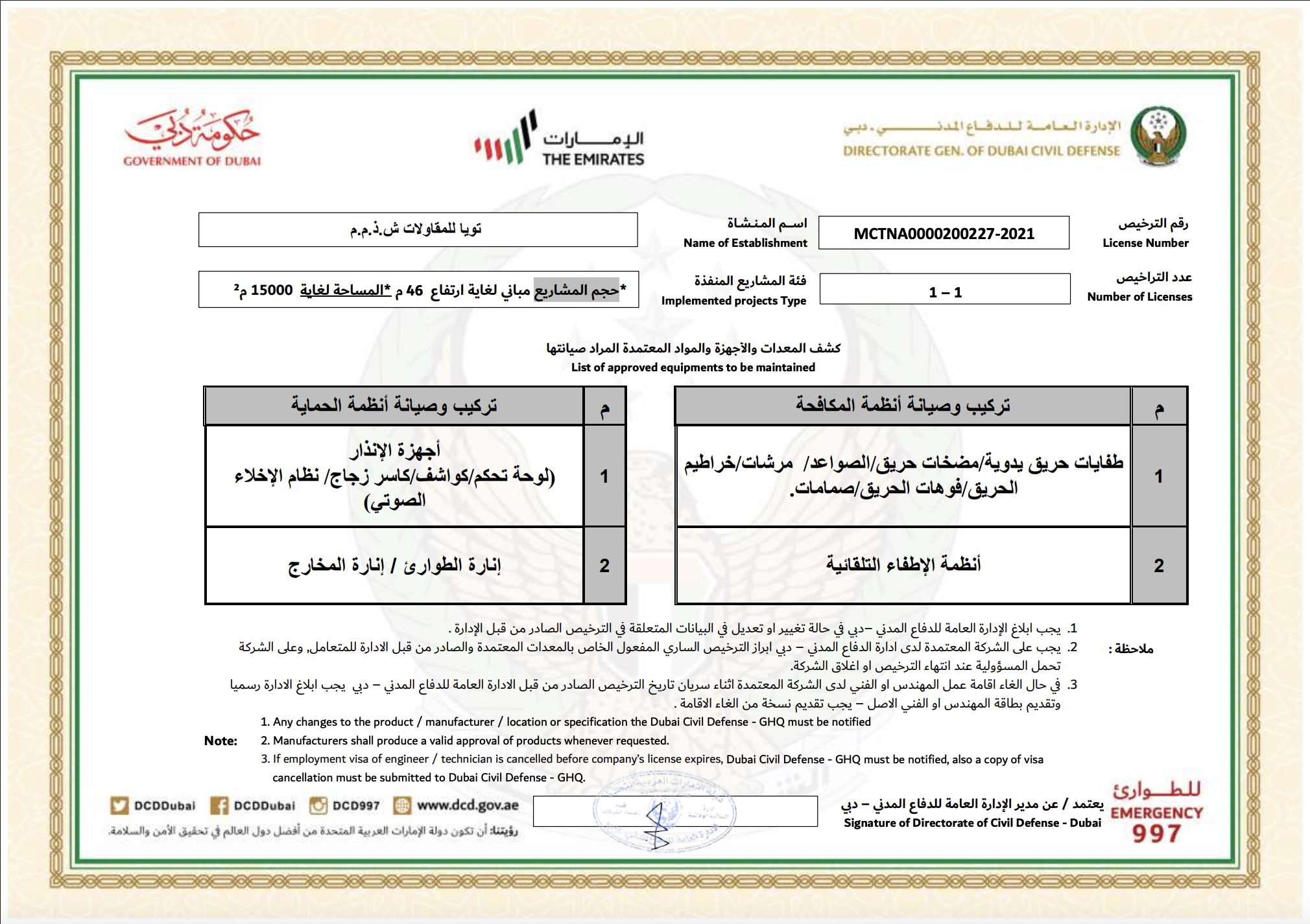 Second DCD certificate